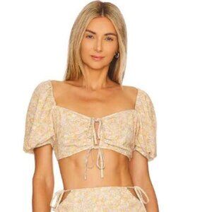 Anna Nata Women's Reese Crop Top Floral Cut Out Size M Cottage Core BOHO